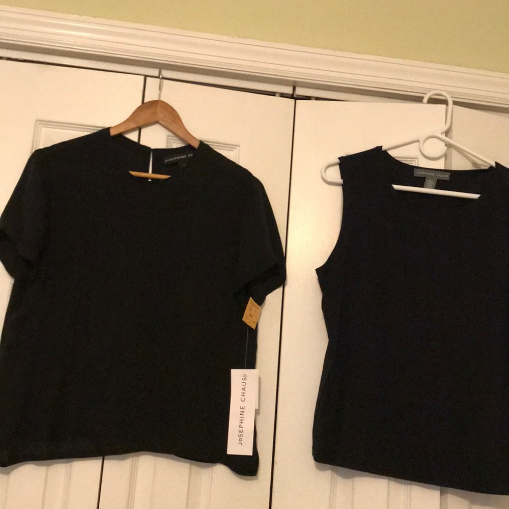 Two J Chaus blouses-1 black; 1 navy